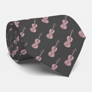 Gravata Padrão de Violino - Cinzas Rosa e Escura