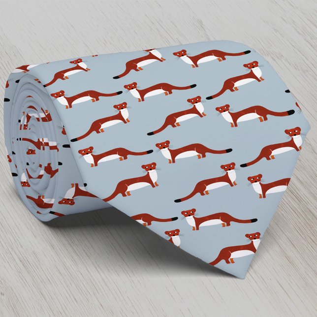 Gravata Padrão de Weasel Cute (Fun weasel, stoat or ferret pattern neck tie for animal lovers)