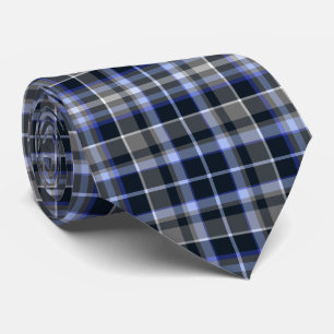 Gravata Padrão de Xadrez Azul Tartan da Cinza Moderna