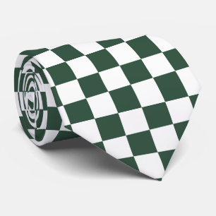 Gravata Padrão de xadrez branco verde escuro ladrilhado 