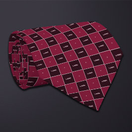 Gravata Padrão de xadrez com logotipo de Borgonha