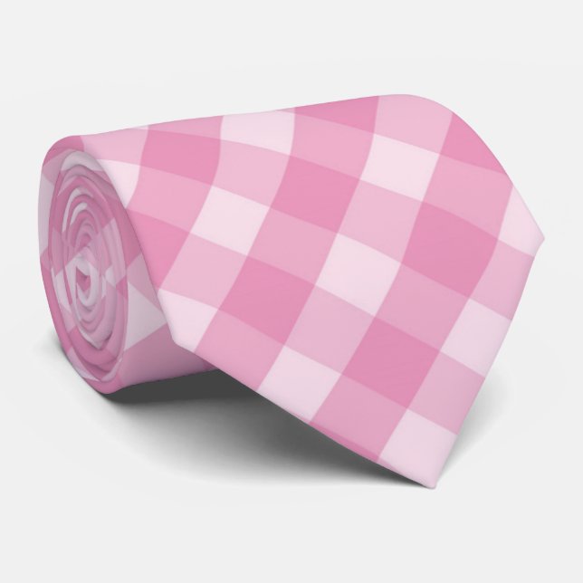 Gravata Padrão de xadrez cor-de-rosa (Rolled)