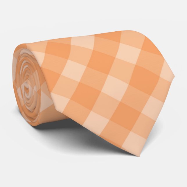 Gravata padrão de xadrez de pêssego fofo (Rolled)