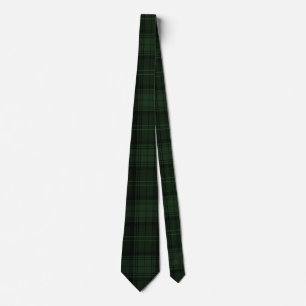 Gravata Padrão de Xadrez de Tartan Preto e Verde Escuro