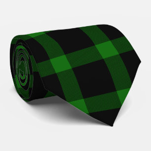 Gravata Padrão de Xadrez do Tartan Preto e Verde