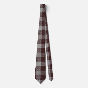 Gravata Padrão de Xadrez Maroon, Cinza e Taupe
