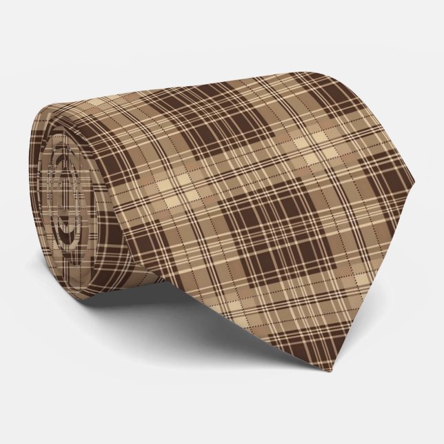 Gravata Padrão de xadrez marrom-legal (Rolled)