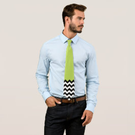 Gravata Padrão de ziguezague preto e branco, Chevron, verd