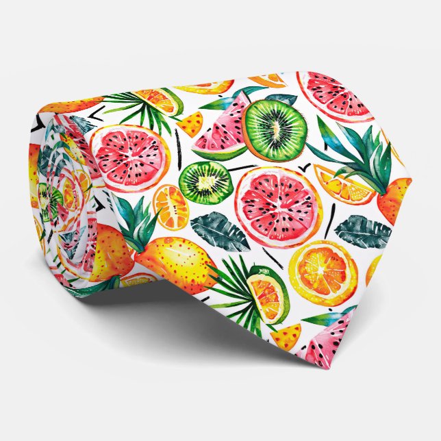 Gravata Padrão detalhado do Dragon fru desenhado em aquare (Rolled)