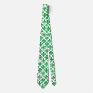 Gravata Padrão do Damask 02 - Grass Green on White