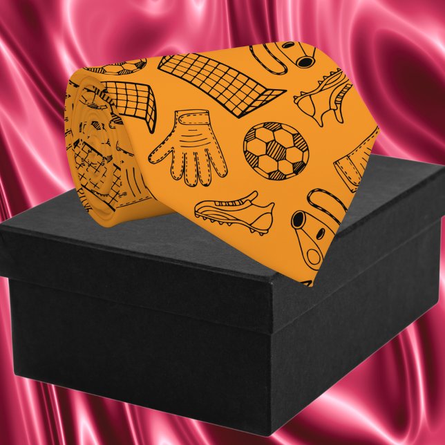 Gravata Padrão do equipamento de futebol laranja (Orange Soccer Equipment Pattern Neck Tie)