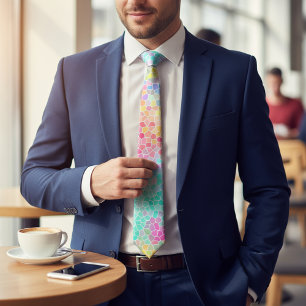 Gravata Padrão do mosaico amarelo-rosa verde