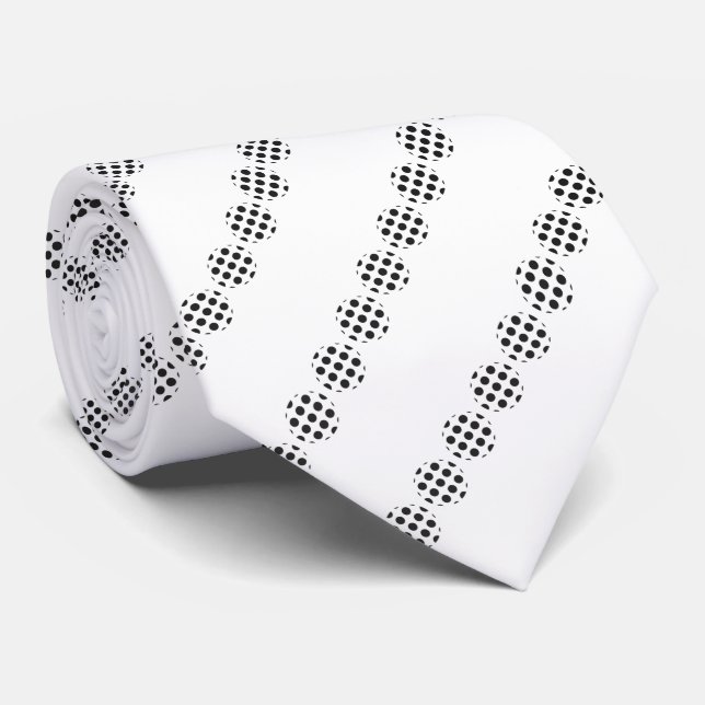 Gravata Padrão dos círculos da Bolinhas preta em branco (Rolled)
