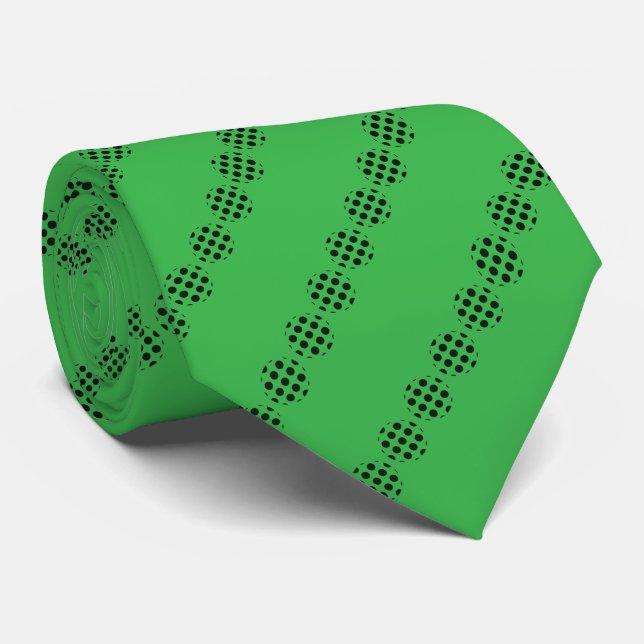 Gravata Padrão dos círculos de Bolinhas preta em cor verde (Rolled)