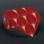 Gravata Padrão Dourado de Deco de Arte e Fundo Vermelho<br><div class="desc">Tons de ouro elegantes padrão de Art Deco em cima do fundo vermelho personalizável.</div>