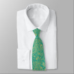 Gravata Padrão Dourado E Turquesa Paisley<br><div class="desc">Dourados tons vintage floral paisley padrão sobre um plano de fundo de turquesa personalizável. Legal gravata de casamento.</div>
