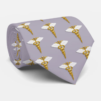 Gravata Padrão Dourado Elegante Médico das Asas Brancas de