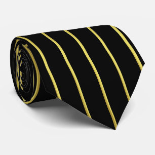 Gravata Padrão Dourado Vertical Strike Preto e Preto