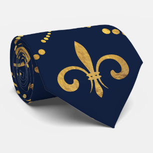 Gravata Padrão elegante de Fleur-de-lis - azul Dourado e 