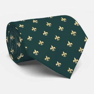 Gravata Padrão elegante de ouro verde-escuro de luxo