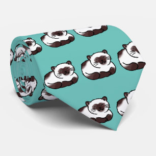 Gravata padrão engraçado de gato siamês