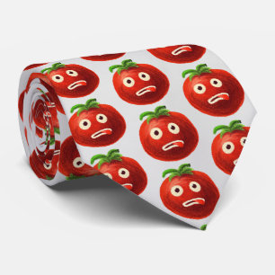 Gravata Padrão Engraçado de Tomate - Arte Vegetal de Carto