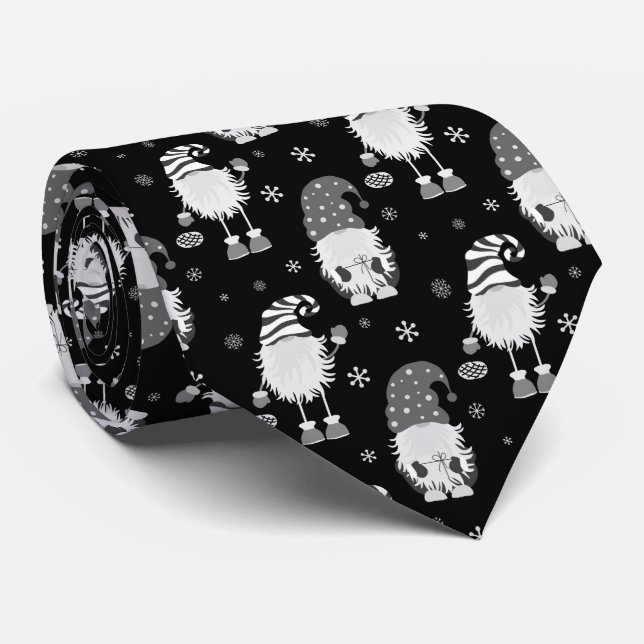 Gravata padrão escandinavo de Natal preto contínuo (Rolled)
