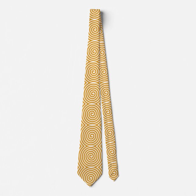 Gravata Padrão espiral - Dourado e branco (Frente)