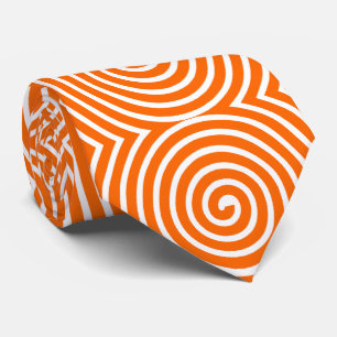 Gravata Padrão Espiral - Laranja e Branco