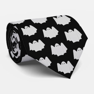 Gravata Padrão fantasma bonito, preto e branco Halloween