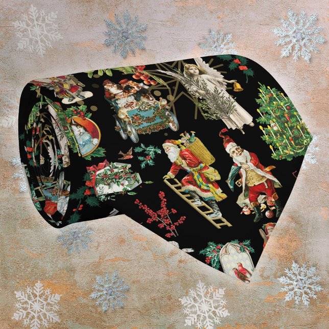 Gravata Padrão Festivo de Natal Vintage Retro (Festive Vintage Retro Christmas Pattern Neck Tie)