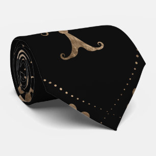 Gravata Padrão Fleur-de-lis preto e ouro