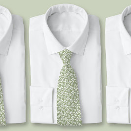 Gravata Padrão Flor Sage Floral Moderno Verde Bonito