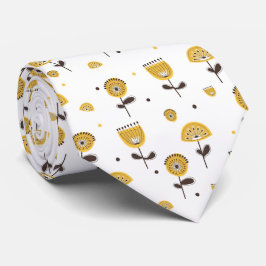 Gravata Padrão Floral Amarelo do meio século