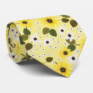 Gravata Padrão Floral Amarelo Sunflower