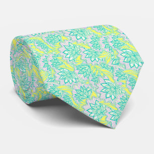 Gravata Padrão floral amarelo verde fofo