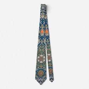 Gravata Padrão Floral Arábico Decorativo Vintage