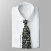Padrão Floral Azul, Dourado e Preto