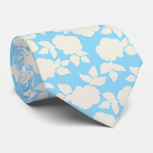 Gravata Padrão floral azul e branco chique