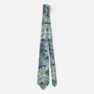 Gravata Padrão floral Blue Iris de William Morris vintage