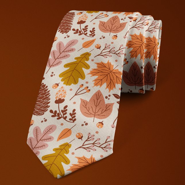 Gravata Padrão Floral Botânico de Folhas de Outono (Criador carregado)