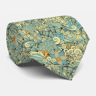Gravata Padrão Floral Botânico Retro Vintage