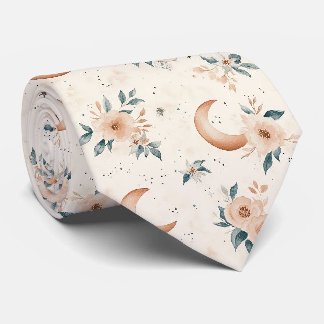 Gravata Padrão Floral Celestial (1) (Rolled)