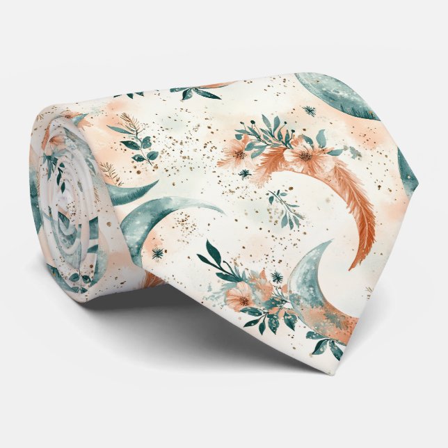Gravata Padrão Floral Celestial (7) (Rolled)