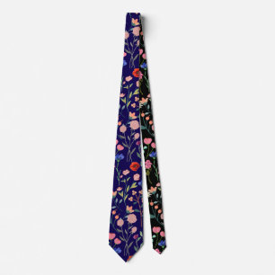 Gravata Padrão Floral Colorido Vintage VFR2301.DBlue BG