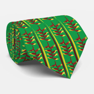 Gravata Padrão Floral da Flor Heliconia