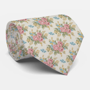 Gravata Padrão Floral de Buquê Retro dos Anos 40