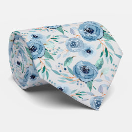 Gravata Padrão Floral de Cor de Água Azul, Cinza clara