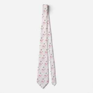 Gravata Padrão Floral de Cor de Água Rosa Rosa Rosa Esma