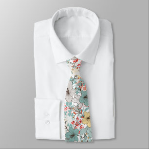 Gravata Padrão Floral de Estilo Japonês